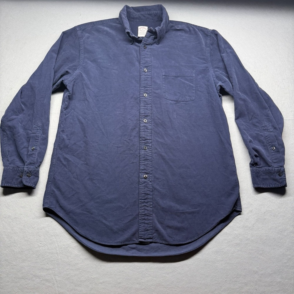 Brooks Brothers Button Down Men's Medium Navy Blue Madison Fit Corduroy